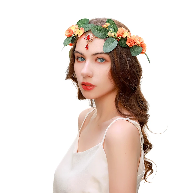 

Women Girls Vine Flower Headband Bride Flower Crown Hairband Hair Accessories Wedding Party Wreath tocados para cabello novia