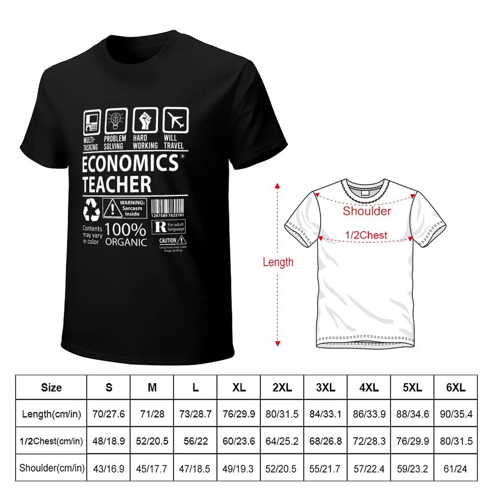 Economics Teacher T Shirt - Multitasking Job Gift Item Tee T-Shirt plus sizes vintage clothes graphic tee shirt men