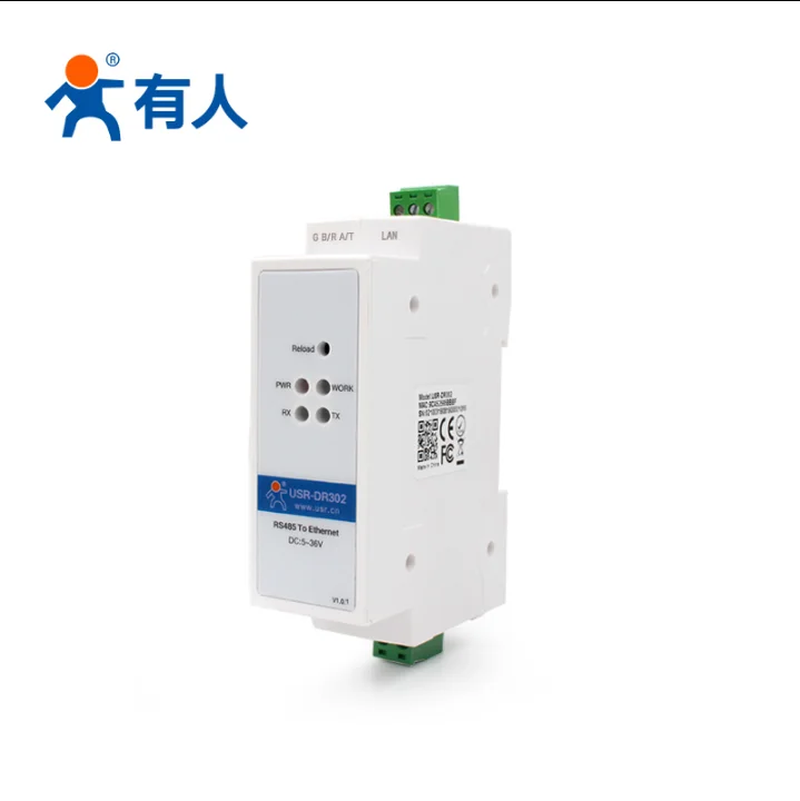 Rail type serial port server RS485 to Ethernet industrial grade serial port to network port networking module shell USR-DR302