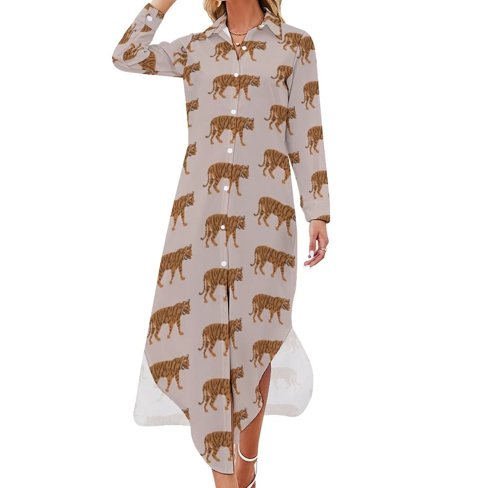 

Tiger King Long Sleeved Shirt Dress Dress vintage prom dress