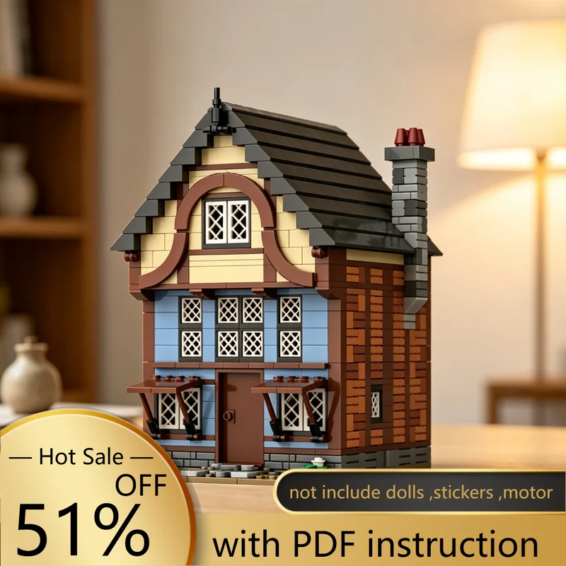 1006PCS MOC Dutch Medieval Village House Ancient European Country Architecture Model Building Blocks DIY Assembly Gift for Adult