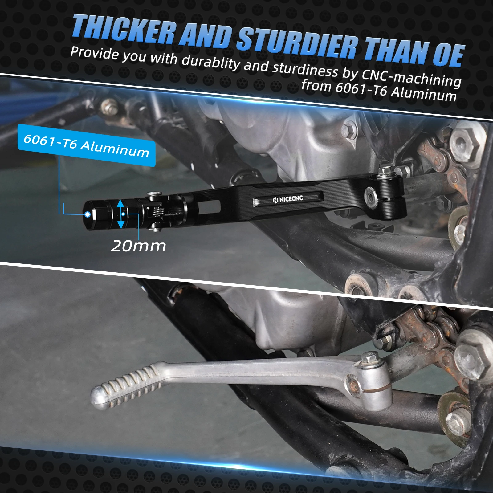 NICECNC For Honda TRX450R 2006-2009 Folding Shifter Shift Lever Aluminum For TRX450ER 90° Folding Thicker Sturdier Accessories
