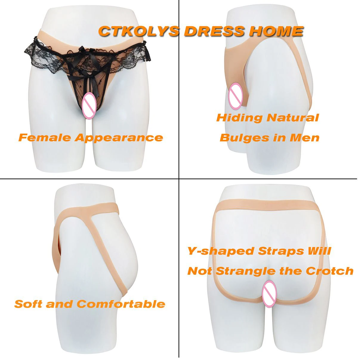 CTKOLYS Steamed Bread Style Transvestit Crossdressing Silicone Fake Realista Pussy Underwear Sissy Boy Drag Queen Transgender