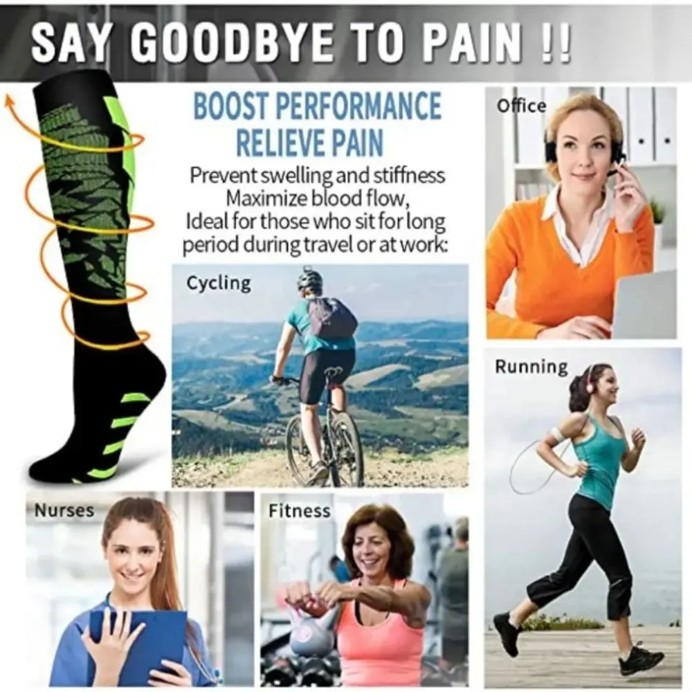 

New Nylon Compression Socks Men Women Outdoor Cycling Travel Socks Gradient Running Sports Socks Cycling Long Socks