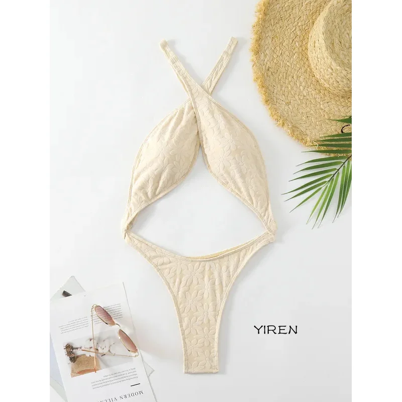 Sexy hollow out swimsuitg women 3D flower designer push up micro smart bikini 2024 bathing suit backless one piece swimwear