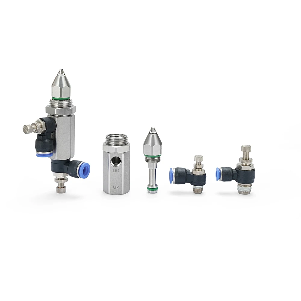 Ultrasonic Air Atomizing Nozzle, Dry Fog Spray Nozzle with Bracket for Dust Suppression, Humidification & Cooling