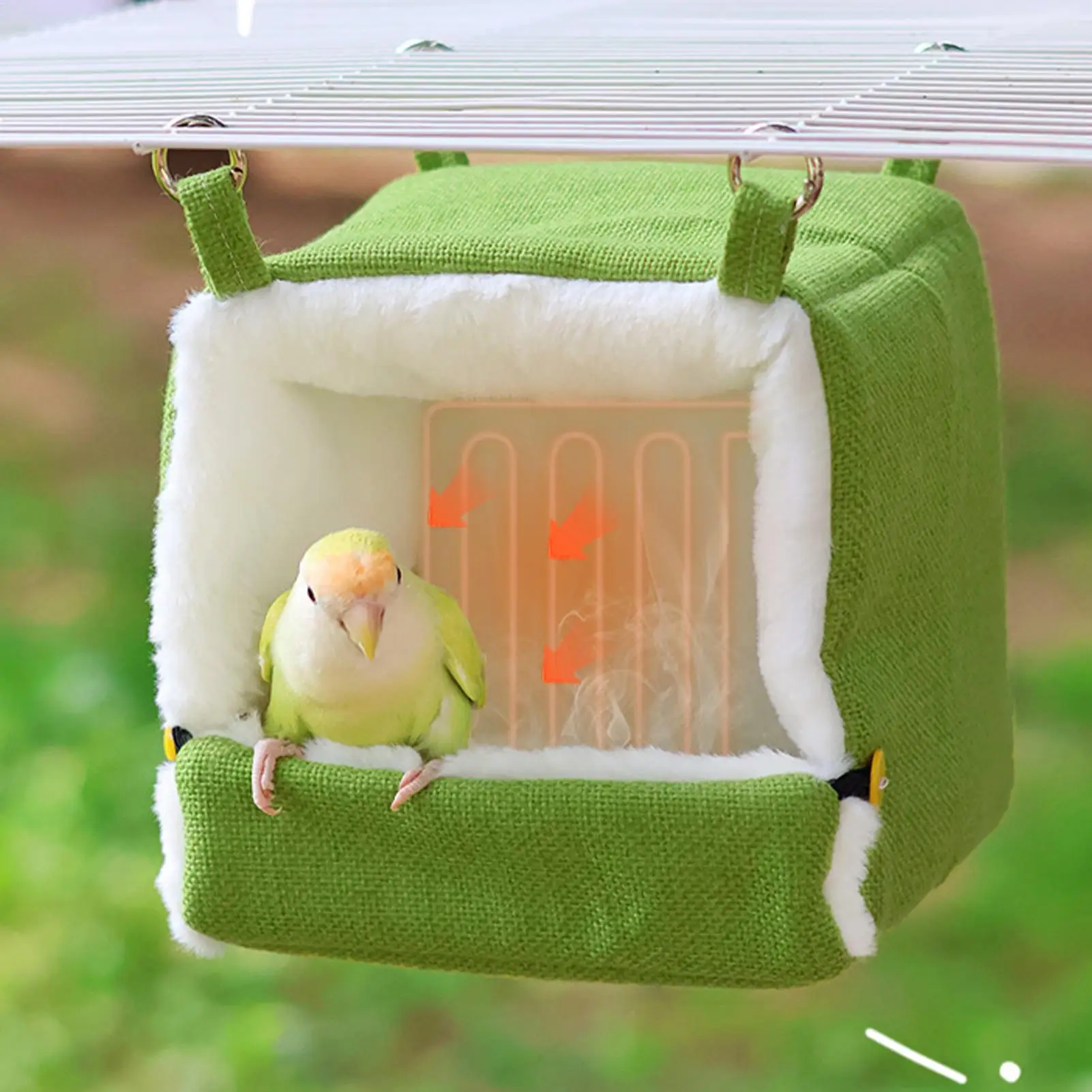 Pet Bird Parrot Cages with Heating Pad Warm Plush Hammock Hut Tent Bed Hanging Cave for Sleeping and Hatching Accessories