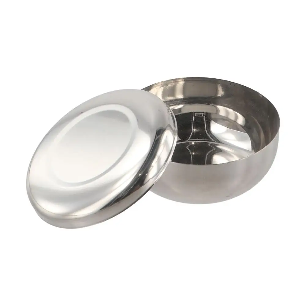 With Lid Korean Stainless Steel Bowl Single Layer Silver Rice Bowl Smooth Surface Round Children Bowl Cream Foam