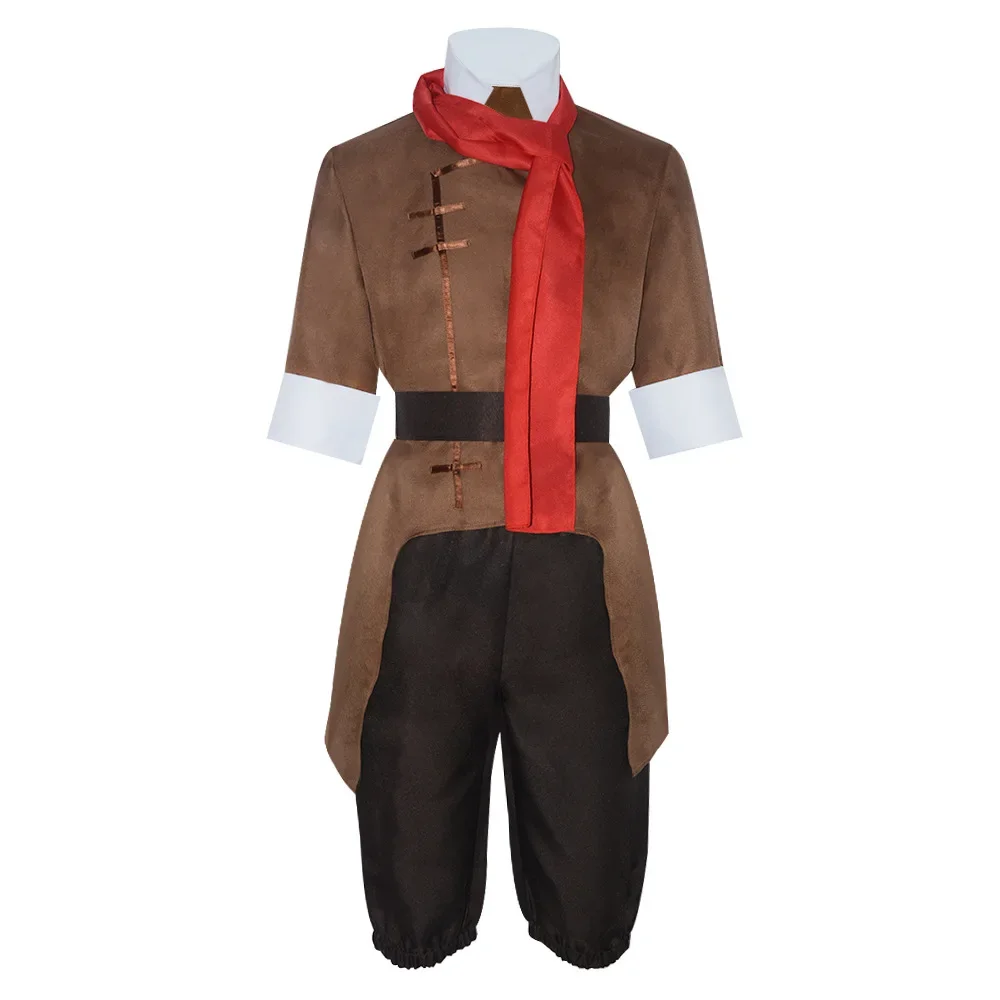 Costume de Cosplay de l'Anime Avatar: Le Dernier Maître de l'Air Mako, Veste Marron, Pantalon Noir Rouge, ScrPG d'Halloween, Carnaval, Barrage Trempé, pour Homme Adulte