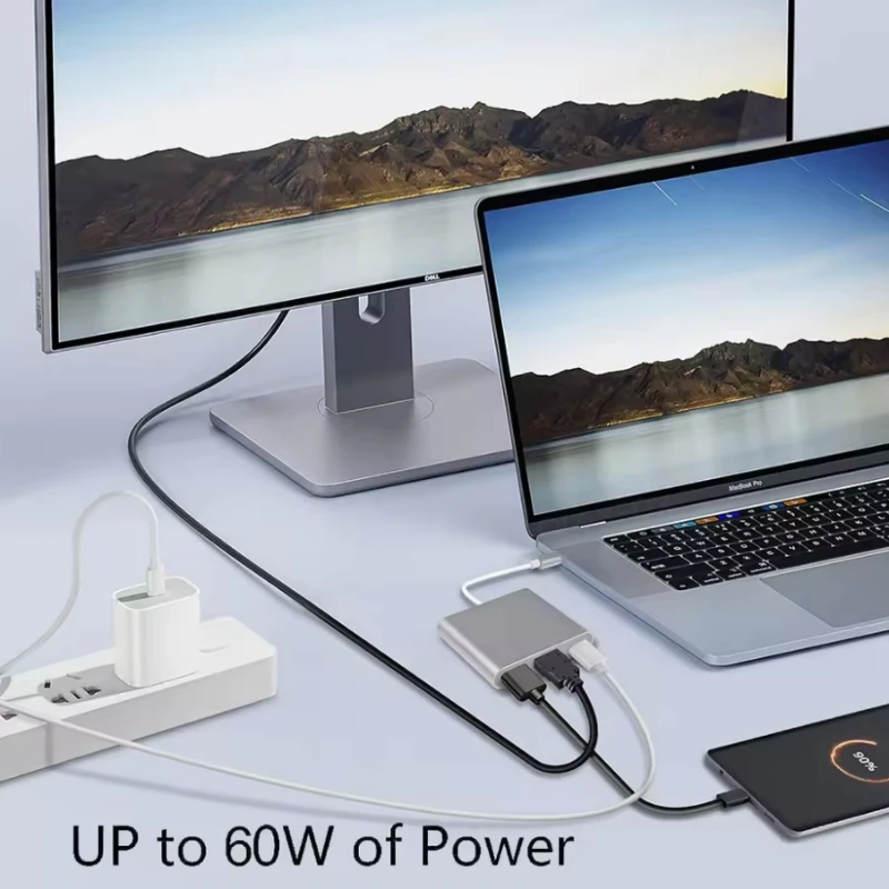 Для Huawei iPad Mac NS USB 4K 3.0 USB 3.2 Кабель-адаптер 3 в 1 Type C USB-C в HDMI-совместимый кабель-конвертер USB 3.1 в HDTV