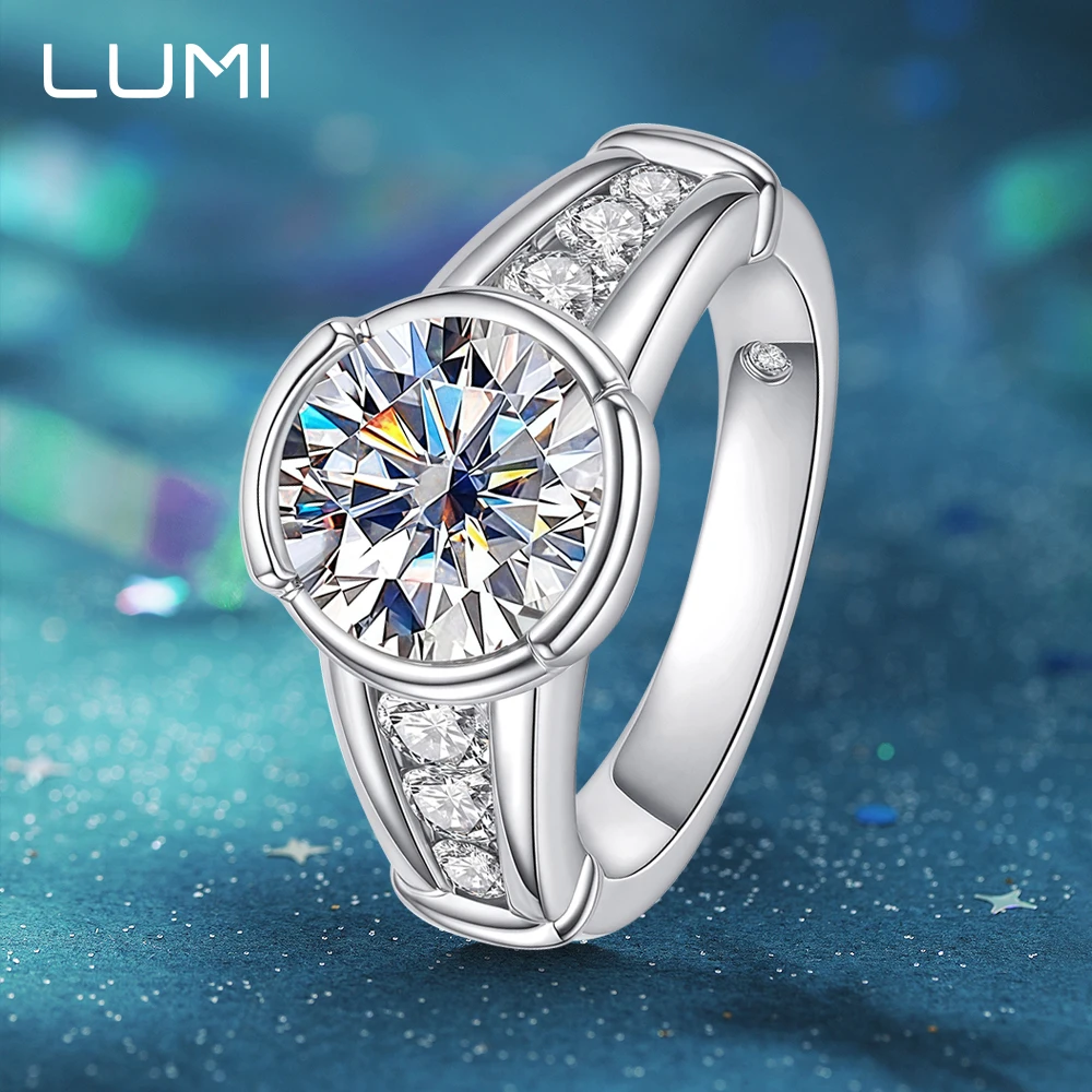 

Luxury 3cctw 9mm Moissanite 925 Silver Lady Ring Super Beutiful Bands Wedding Party Anniversary Gift with GRA Certificate