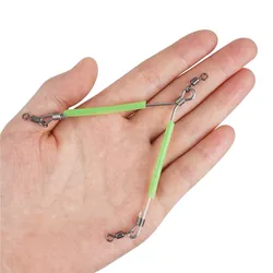 5Pcs Wire Fishing Leaders Luminous Tube Stainless steel anti bite wire leader Anti winding 3 way line swivel Fishing Connector