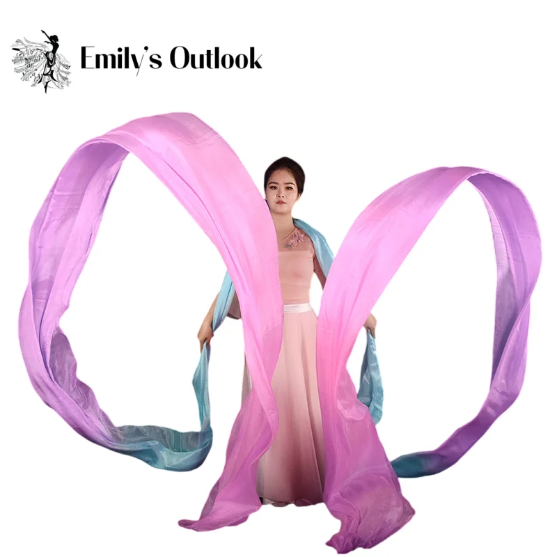 Véus de seda arco-íris, 12m, dança do ventre, folka chinesa, dançarina nacional, adereços de prática, feitian dunhuang liyugang, traje de palco