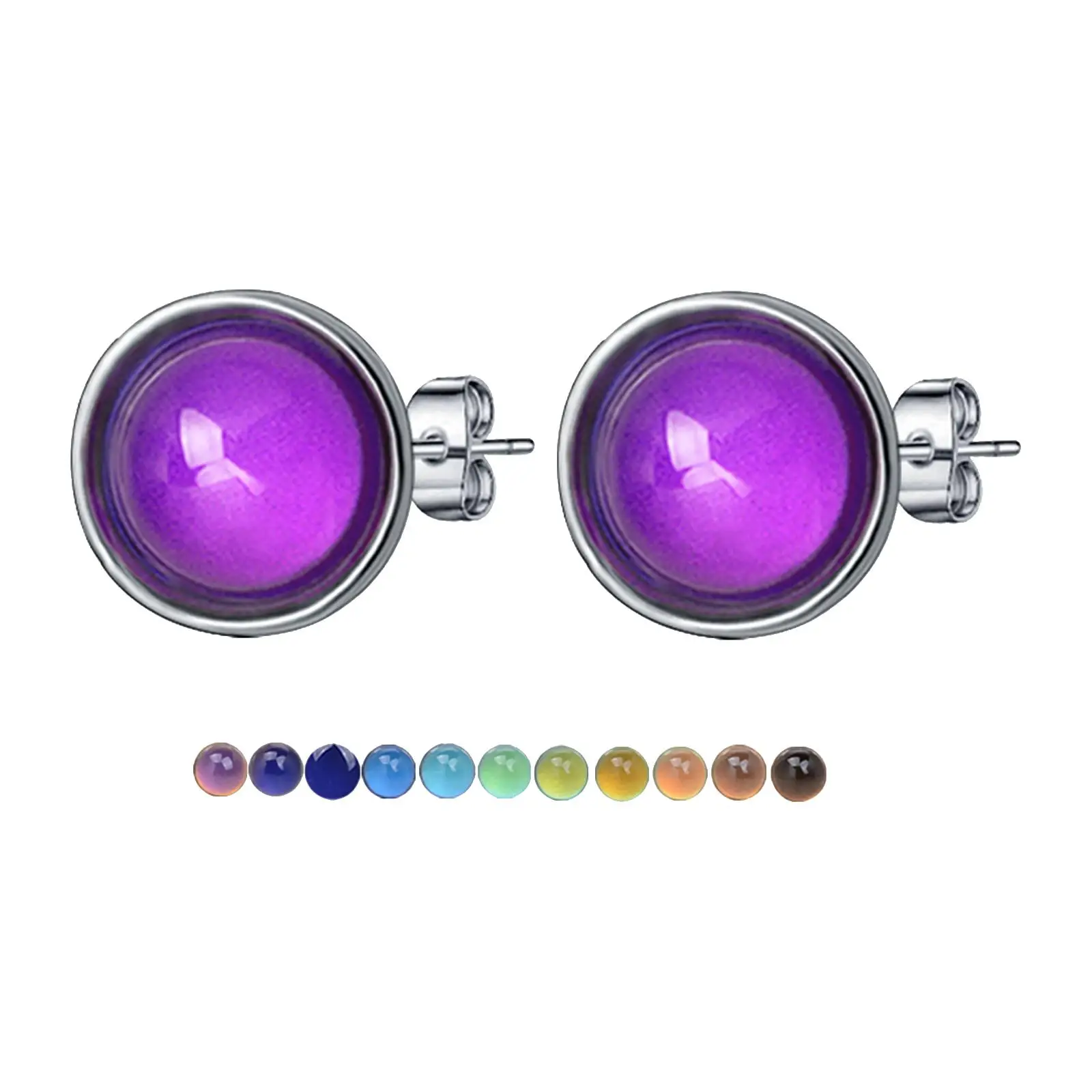 2-6pack Stud Earrings Color Changing 10mm Ear Studs for Birthday Wedding