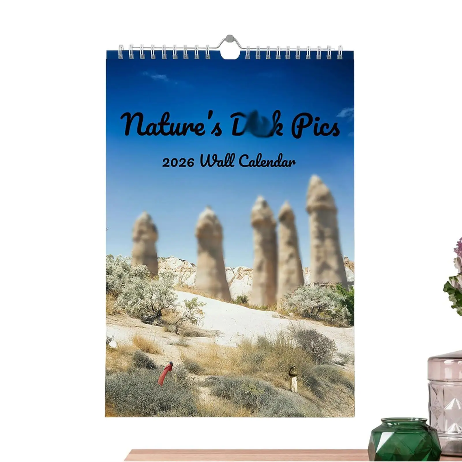 

Ежемесячный настенный календарь на 2026 года, юмористический ежемесячный планировщик для взрослых, забавный календарь D-icks In Nature для офиса повестки дня