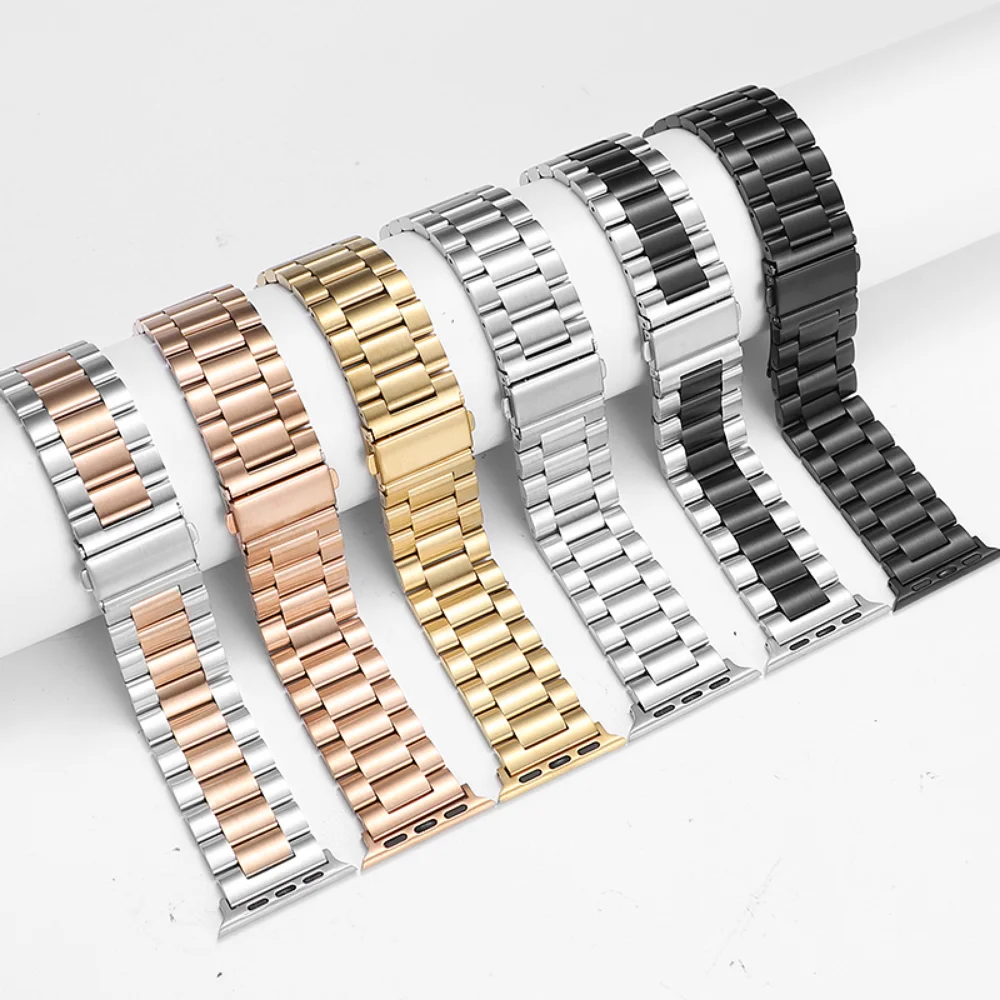 Band For Apple Watch Ultra 49mm 7 8 41mm 45mm 38/40mm 42/44mm Starlight Titanium Color Strap For iWatch 6 SE 5 4 Steel Bracelet