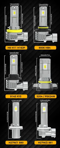 Imagen 2 del producto BMTxms 2 piezas Canbus PSX24W H16 H27 880 881 bombillas LED antiniebla H11 H8 9006 HB4 9145 H10 9005 HB3 LED CSP DRL lámpara de coche blanco amarillo