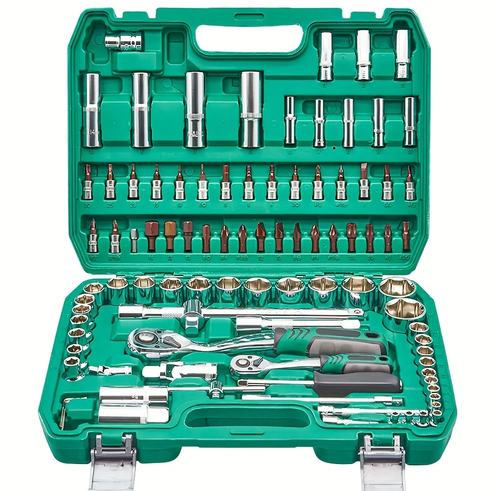 

1/4 "and 1/2" socket kit with ratchet, 94PCS drive main socket kit, CR-V, SAE/metric mechanical tool kit, 72 tooth ratchet, with