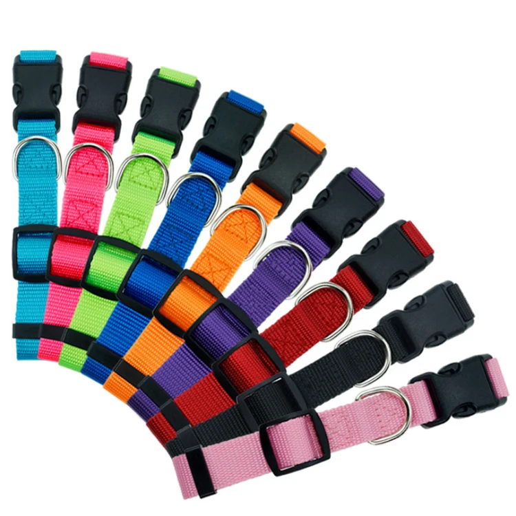 

Wholesale Adjustable Dog Collar Classic Solid 9 Kinds of Colors Nylon Pet Collars