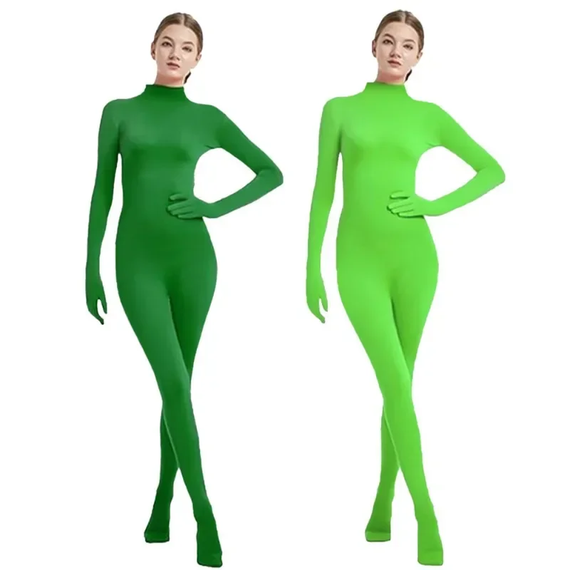 2024 New Women Tight Fitting Clothes with Hands and Feet Zentai Solid Color Dance Clothes Stage Performance Anime Cosplay