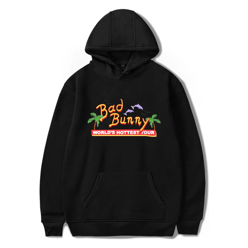 

Bad Bunny World's Hottest Tour Hoodie Unisex Long Sleeve Women Men Hooded Sweatshirt Hip Hop Rapper Fashion Clothes