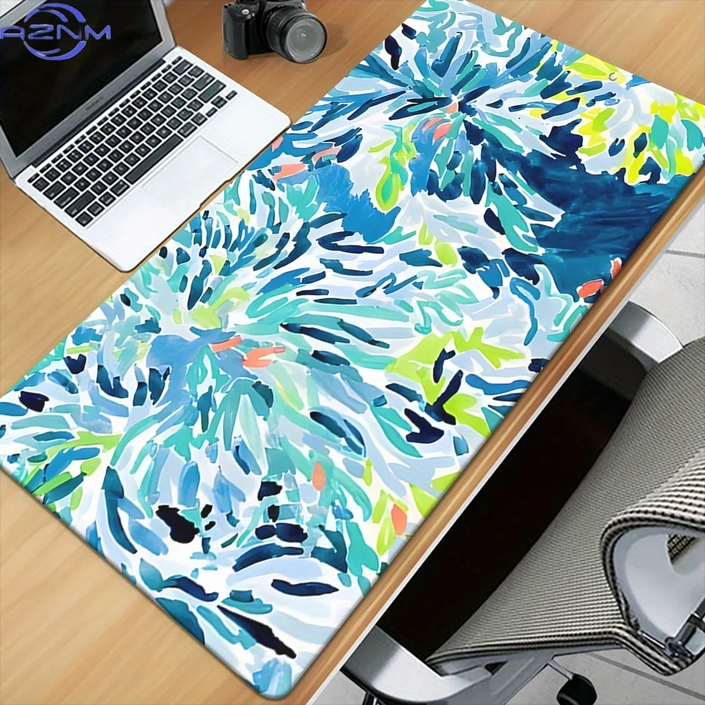 1pc, Beautiful Green Flowers, Kawaii Style, HD Printed Pad for Desk, Multi Functional XXL Mousepad, Keyboard Gaming Mouse Mats,