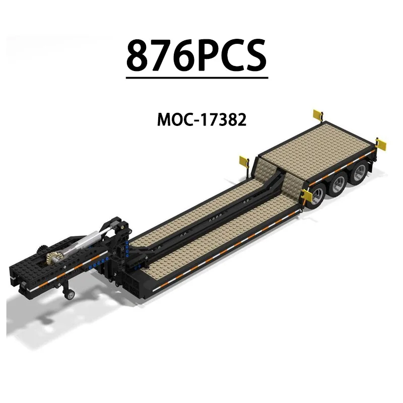 MOC-17382 Building Block Low Loader Trailer Model Ornament, 876 Pieces, Children's Birthday, Christmas, and New Year Toy Gift