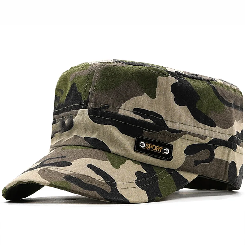 Lente zomer en herfst heren nieuwe wasbare katoenen platte top zonbestendige militaire pet