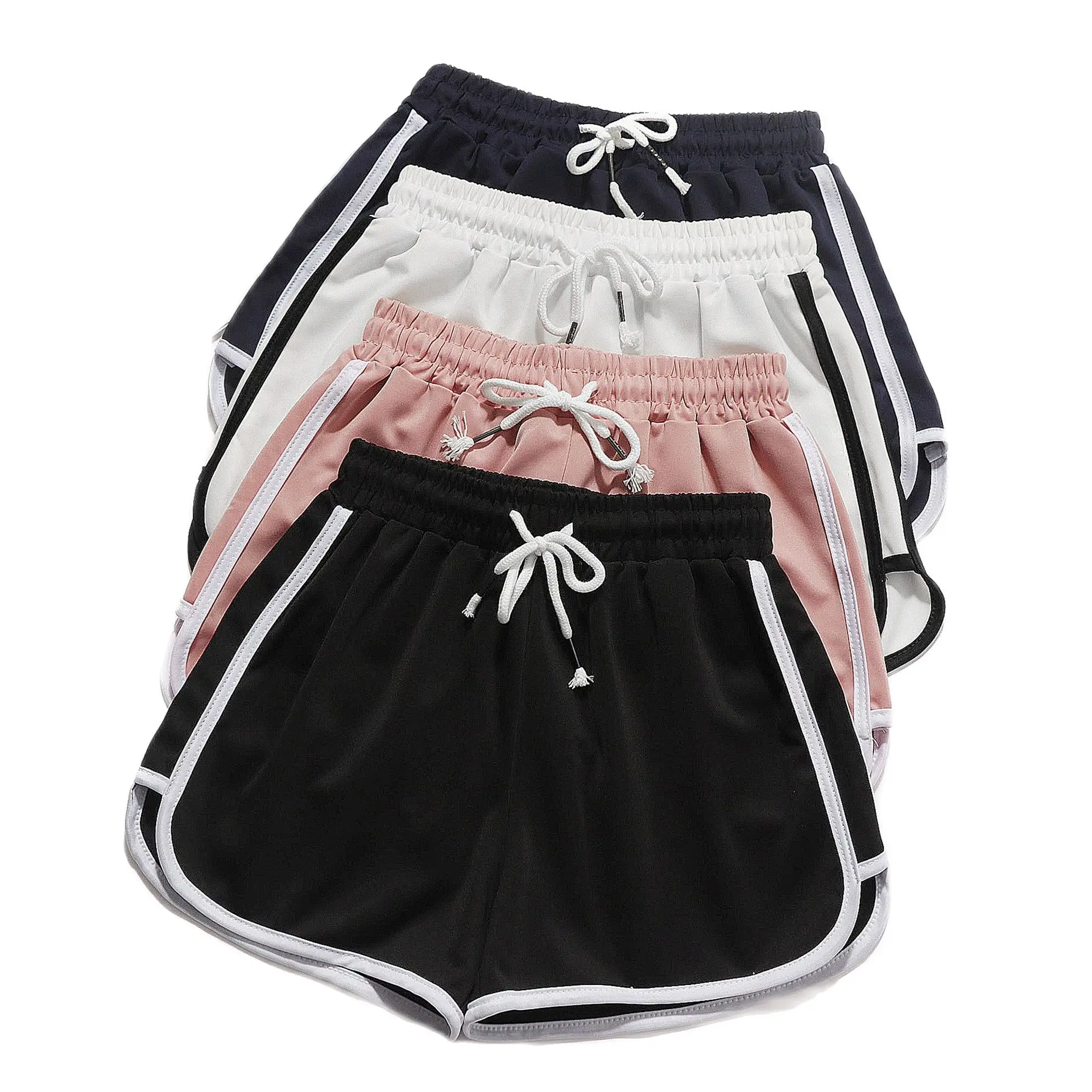 Korean of retro casual comfortable fabric elastic high waist women shorts