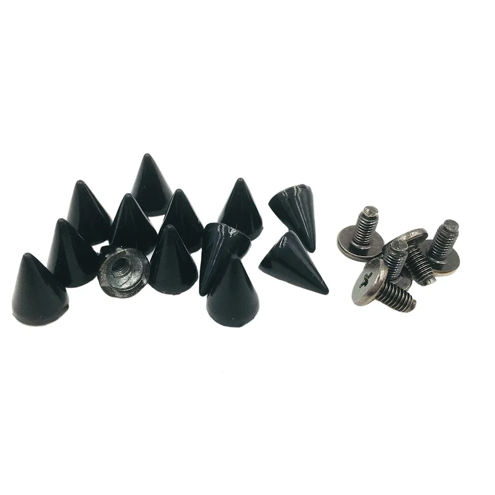 100sets 7x10mm Painted Black Cone Spots Metal Studs Spike Leathercraft Rivet Punk Spike For Clothes Bags Belt Pet Collars Making