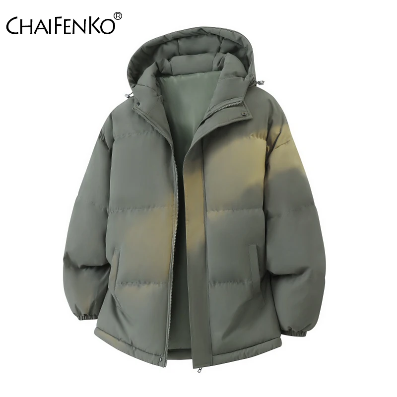 

Новое мужское простое теплое пальто, зимнее ветрозащитное утепленное удобное однотонное пальто на открытом воздухе, свободная модная повседневная парка с капюшоном