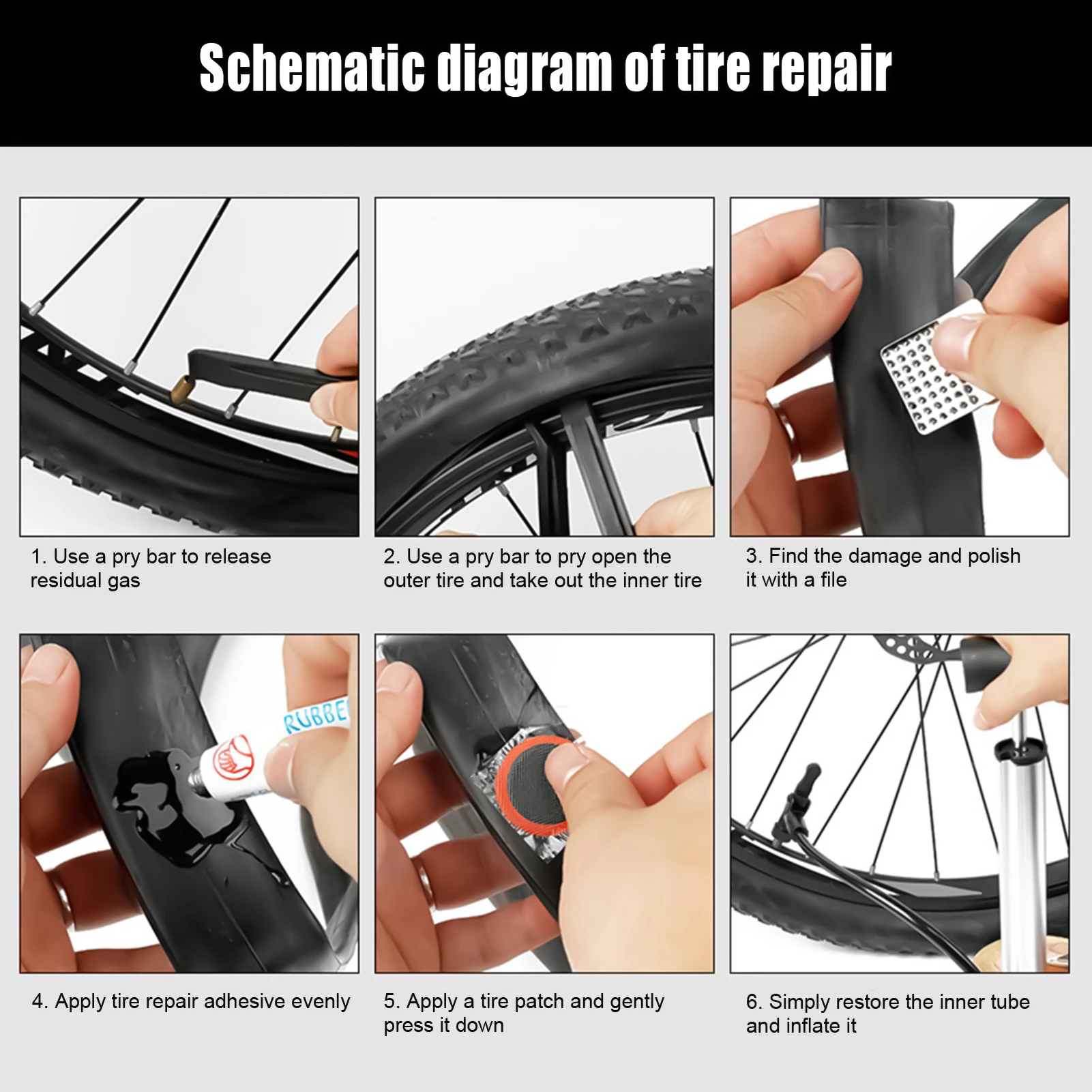 Bike Tire Repair Kit Lightweight Material Widely Compatible Professional Repair Patch Suitable for Inflatable Rubber Tire Repair image 4