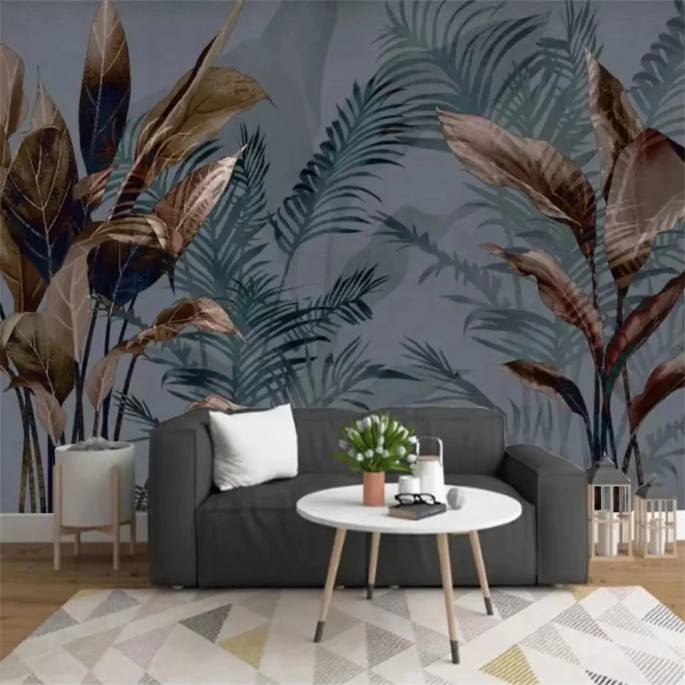Customized green tropical rainforest plant mural living room dining room homestay bedroom background wallpaper