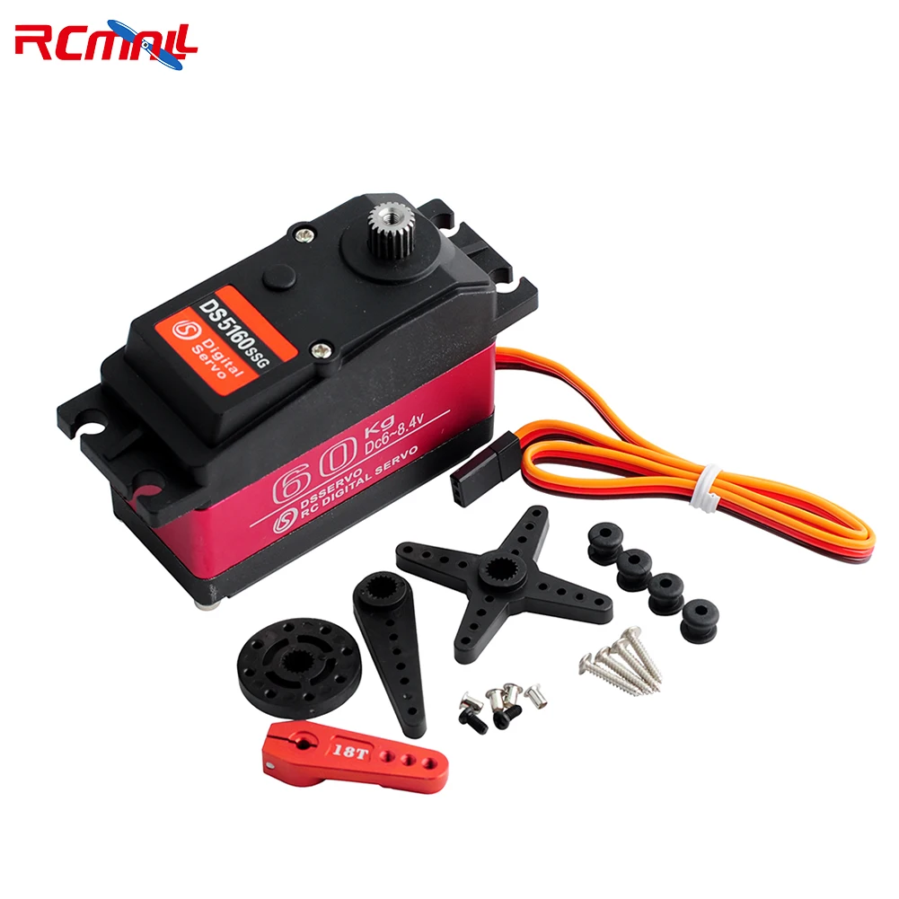 RCmall DS5160 RC Servo 60kg 180/270 Degree High Torque Metal Gear Waterproof with 18T Arm Digital Servo Motor for RC Car Robot