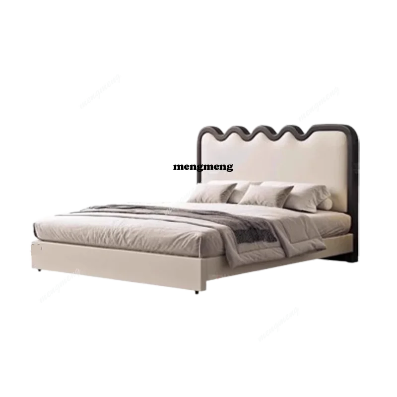 Nordic Cream Small Double Bed Simple Storage White Girls Twin Bedroom Bed Loft Safe Modern Cama De Casal Bedroom Furniture D80