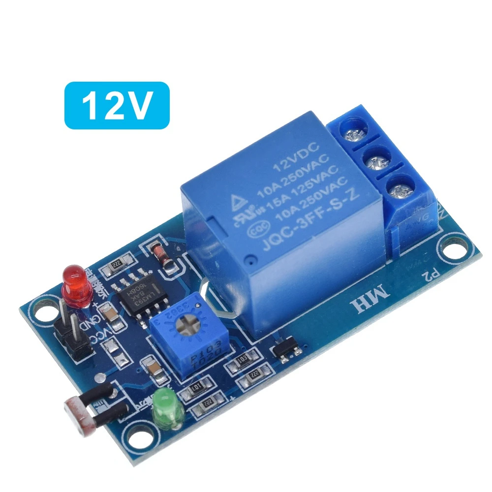 TZT 5V 12V Light Photoswitch Sensor Switch LDR Photoresistor Relay Module Light Detection Photosensitive Sensor Board