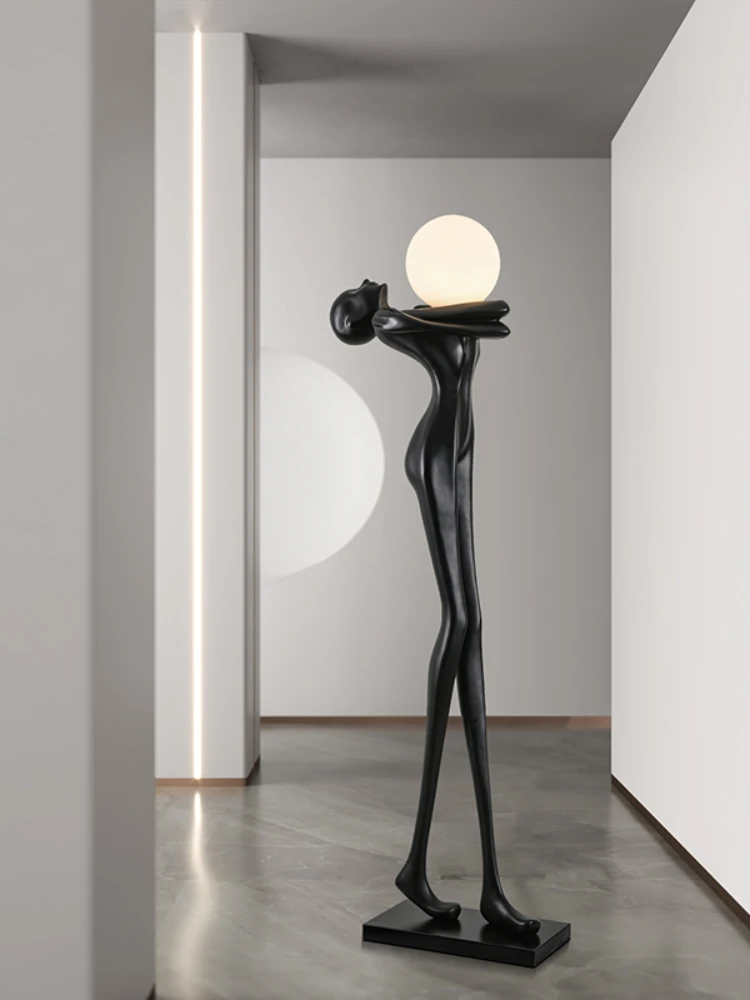 Postmodern figure art sculpture, floor lamp, lobby, home, living room, large decorative ornaments