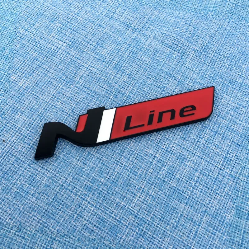 Metal Car Sticker N Line Badge Emblem Decal Front Grille for Hyundai I30 2021 Sonata Elantra Veloster Kona Tucson N Line Styling