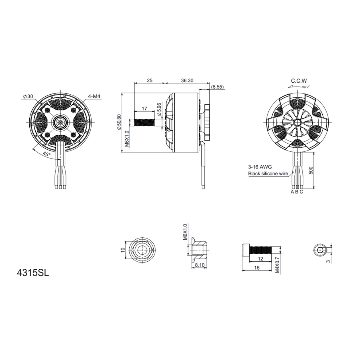 Hobbywing XRotor 4315 360KV Motor sin escobillas FPV para helicópteros multirotor FPV de 15 pulgadas aviones RC Drone piezas de Motor BLDC