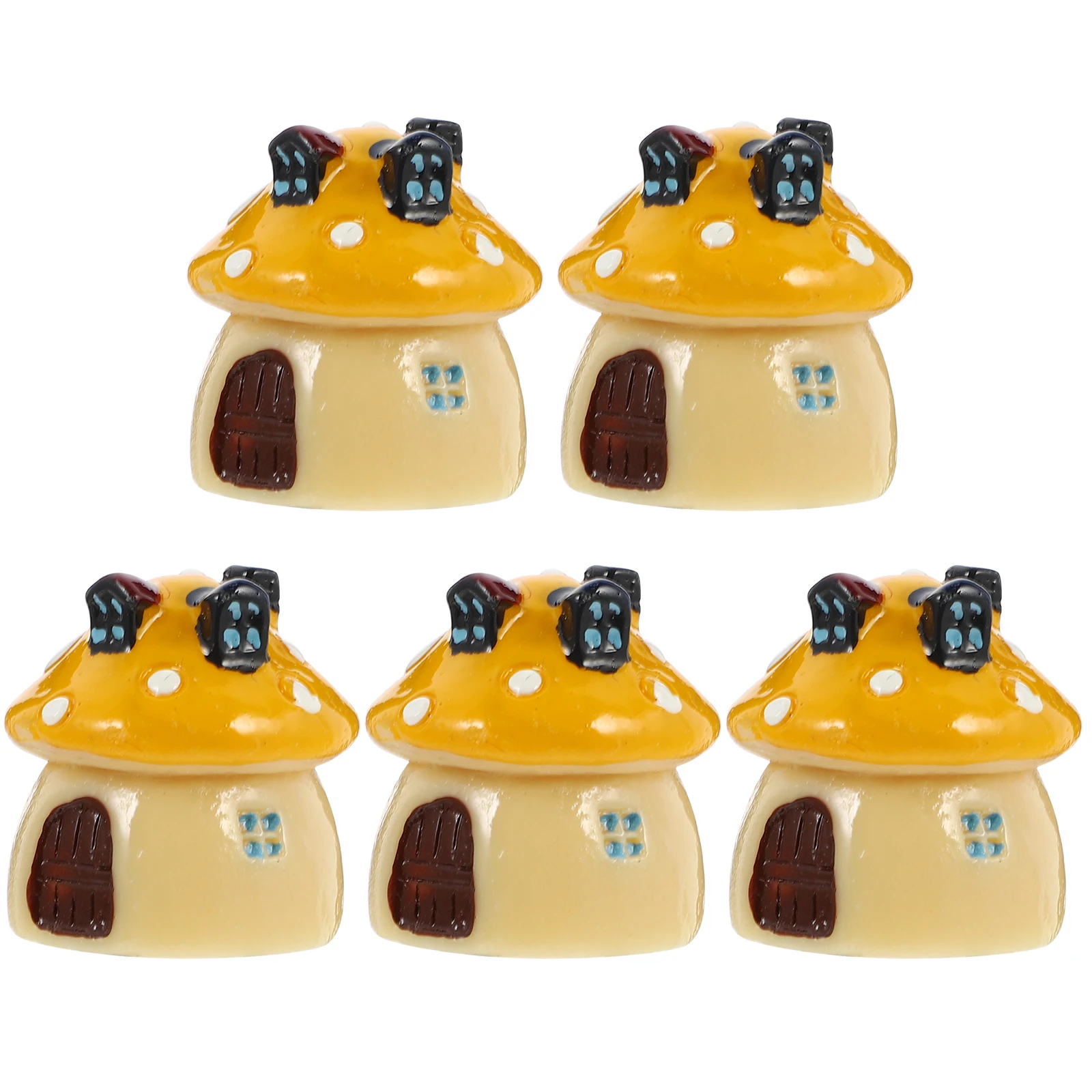 

5 pcs Mushroom Ornament Resin Miniatures Garden Decoration Cartoon Toys Colorful ShapesOutdoor Statue Sculpture