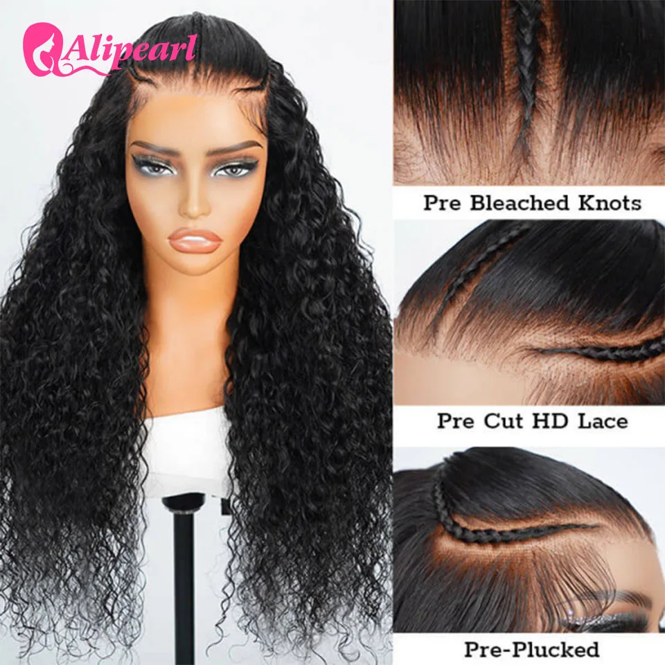 Alipearl Wig penata rambut sebelum kepang, gelombang air 13x4 renda depan simpul sebelum pemutih rambut bayi