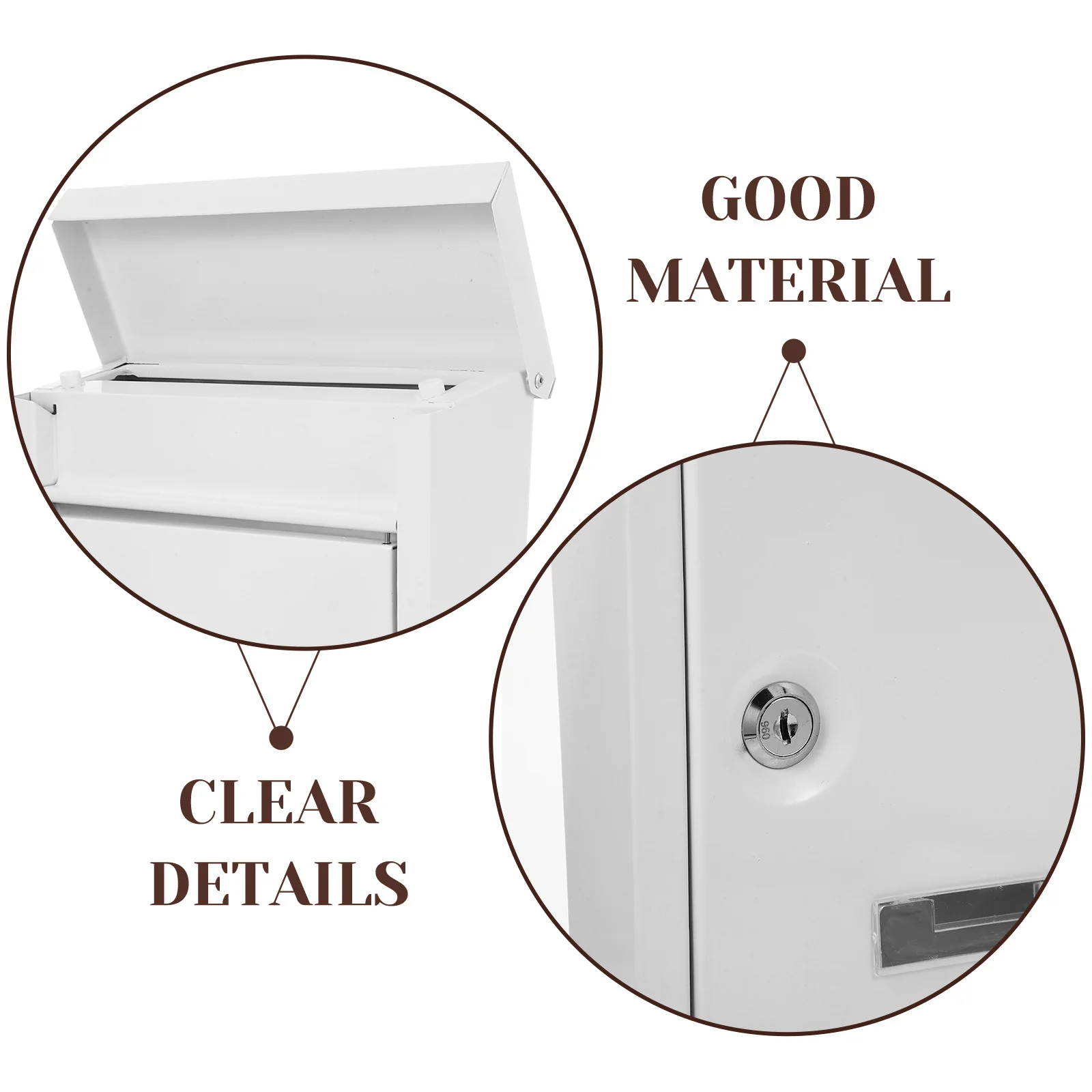 

Rainproof Mailbox Locking Wall Mount for Outdoor White Metal Large Capacity Black Finish Easy Installation Hardware Included