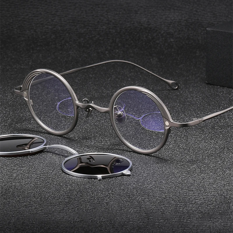 New Retro Round Literary Pure Titanium Glasses Frame Men High Quality Fashion Myopia Reading Women Personalized Eye Glasse