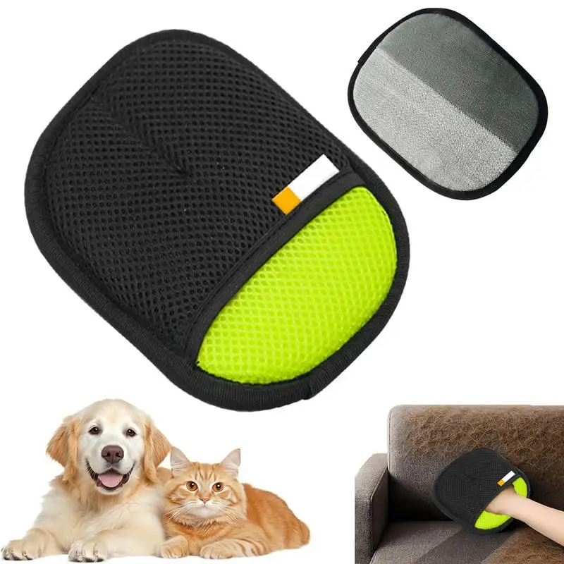 

Cat Hair Cleaner Reusable Static Removal Glove Pet Hair Removal Tool Double Sided Grooming Gloves Home Hair Scraper Pet Supplies