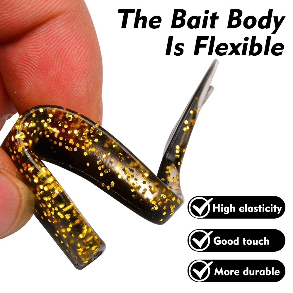 Proberos 12 Stück/Beutel Schwimmender Weichköder Angelköder 10cm V-Form Split-Tail Swimbait 3,4g Wurm Salzwasser Bass Angelköder – Detail 5