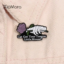 Cat Got Your Tongue Little Mouse Enamel Pin Dark Romance Haunting Adeline Smut Reader Book Lover Brooch Lapel Badge Jewelry Gift
