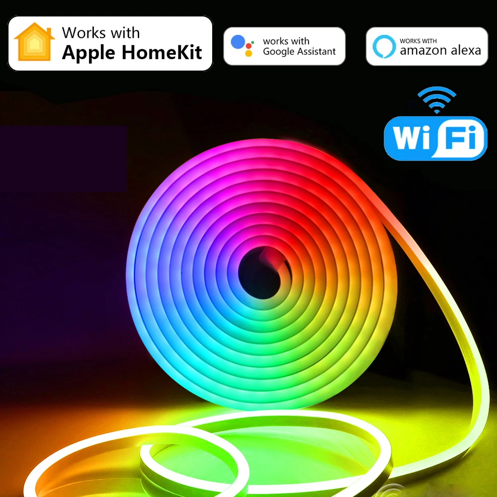 

For Apple Homekit Siri Voice Control Smart LED Strip Neon Lights WiFi RGB Neon Sign Tape Outdoor Garden Decoration Alexa Google