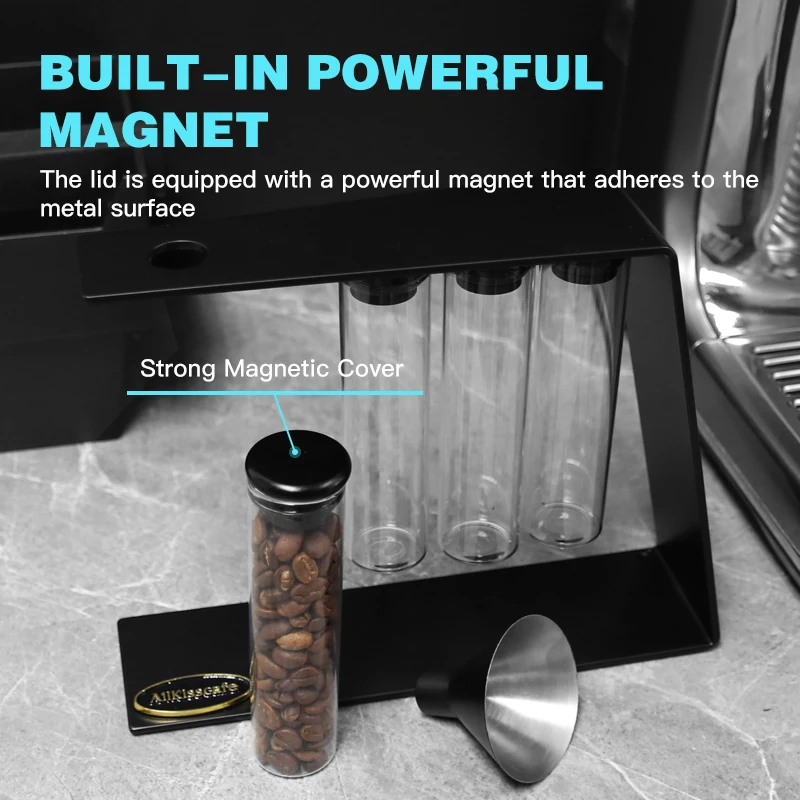 

Alikisscafe Coffee Beans Storage Tube Container Display Single Dose Magnetic Tea Exhaust Valve Barista Tool Espresso Accessories