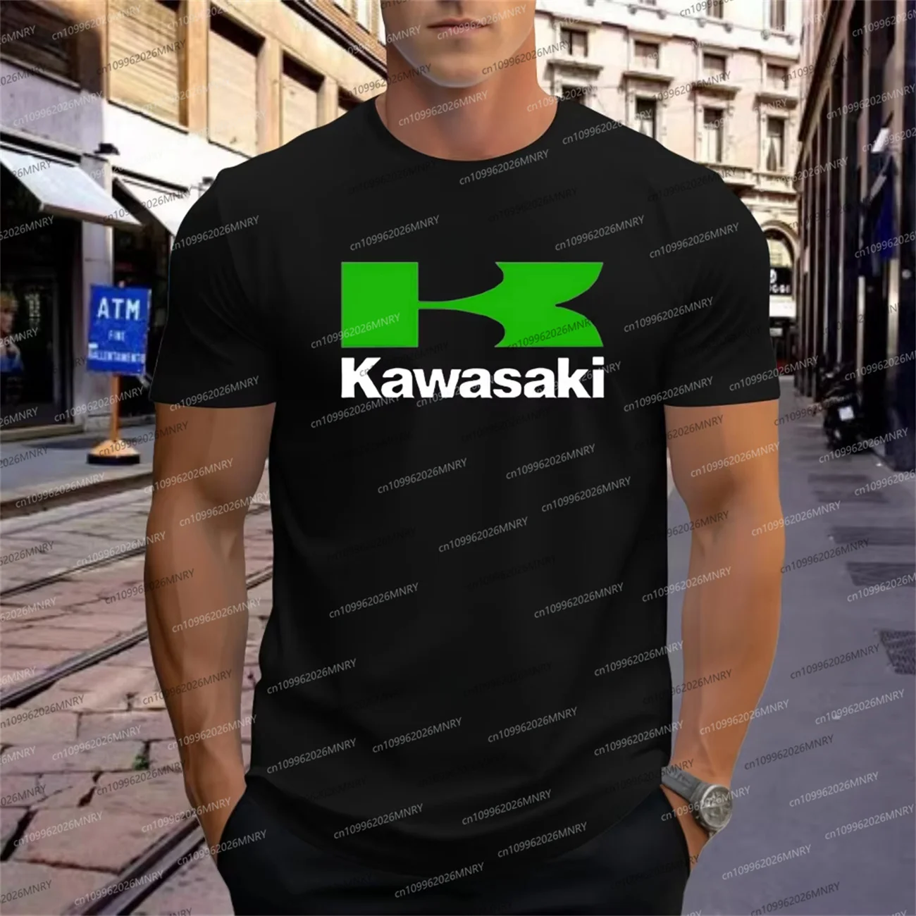 

Motorcycle Kawasaki T-Shirt men's short sleeved T-shirt printed cotton top, men's casual sports round neck T-shirt Women T-shirt