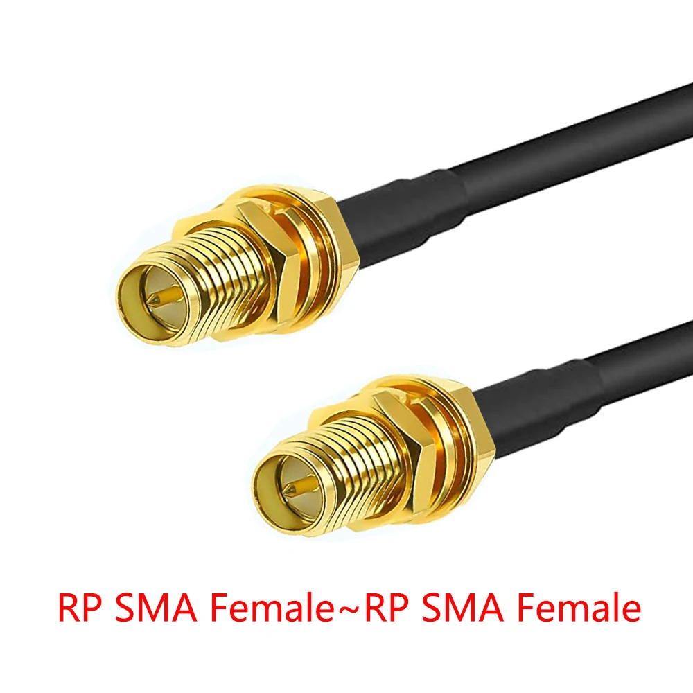 SMA Male to SMA Female RG58 50ohm Cable Coaxial Extension Connector RPSMA Plug Jack Right Angle Crimp Brass RF